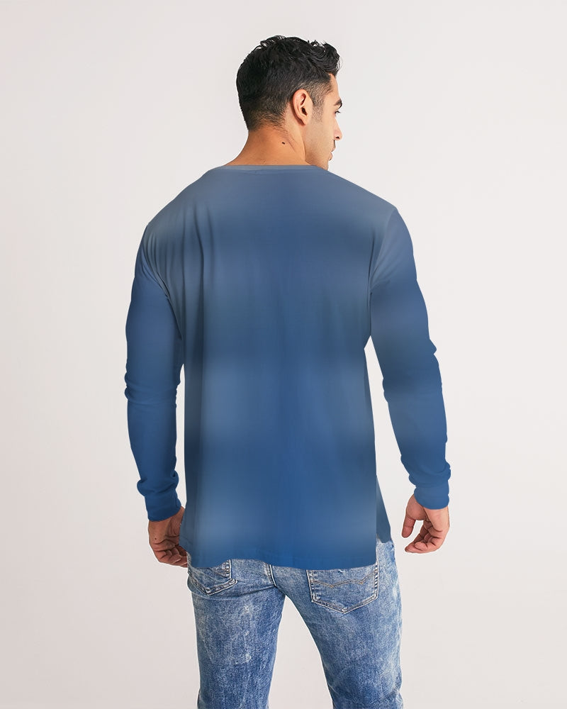 Shaded Blue Men's Long Sleeve Shirt-cloth-Digital Rawness