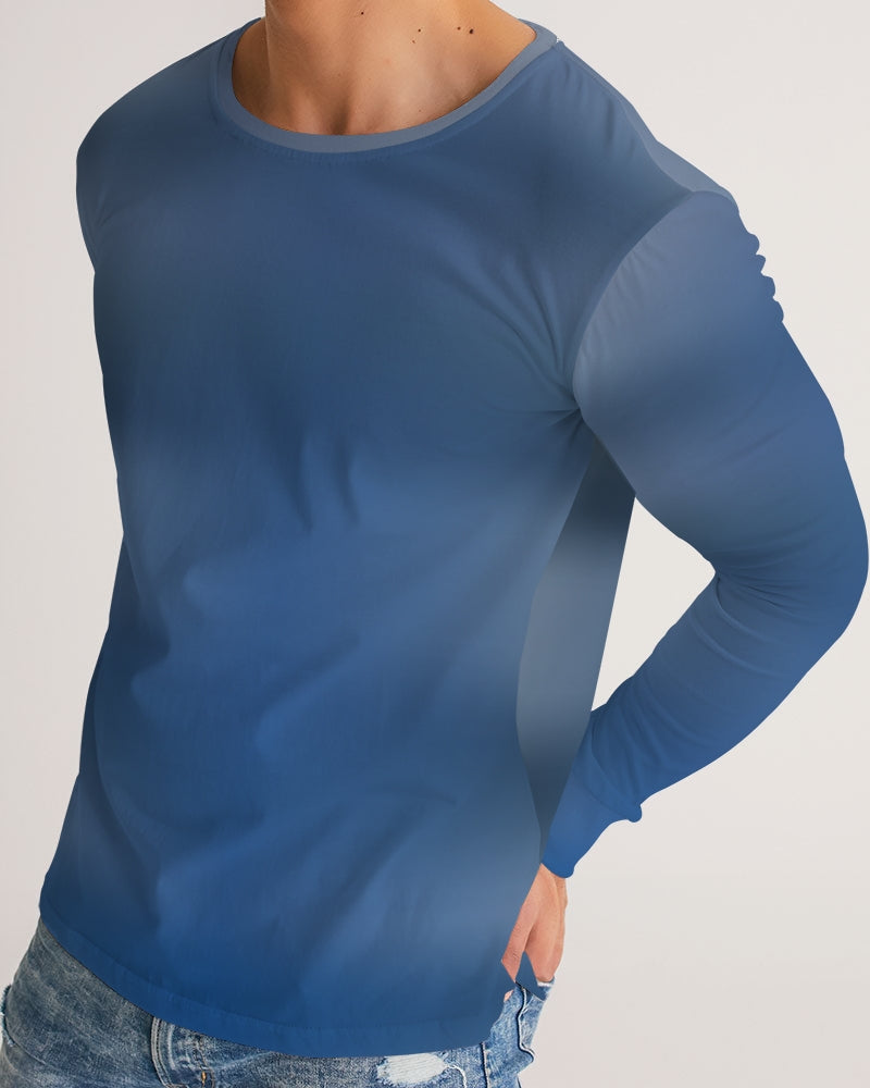 Shaded Blue Men's Long Sleeve Shirt-cloth-Digital Rawness