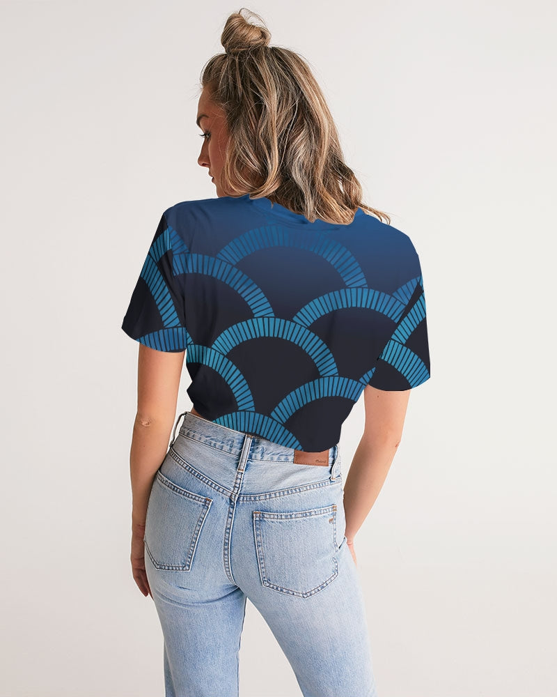 Blue Blues Women's Twist-Front Cropped Tee-cloth-Digital Rawness