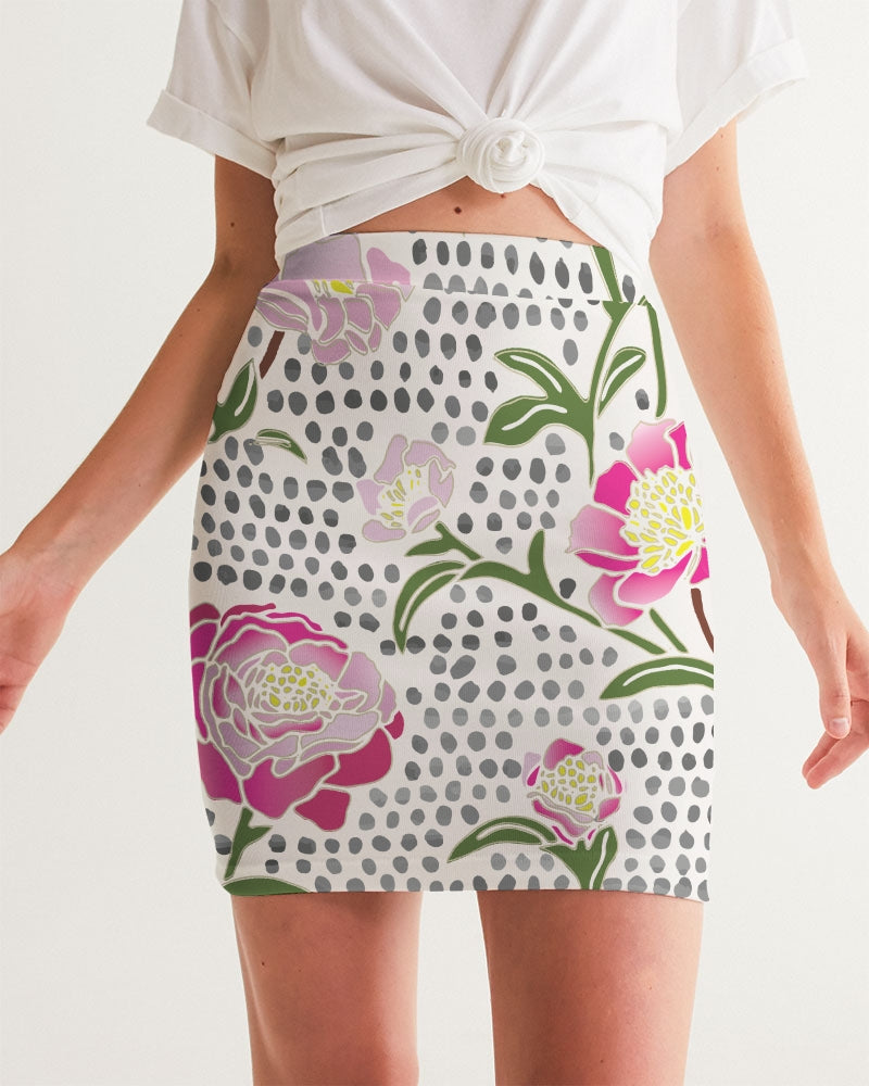 Flower & Dots Women's Mini Skirt-cloth-Digital Rawness