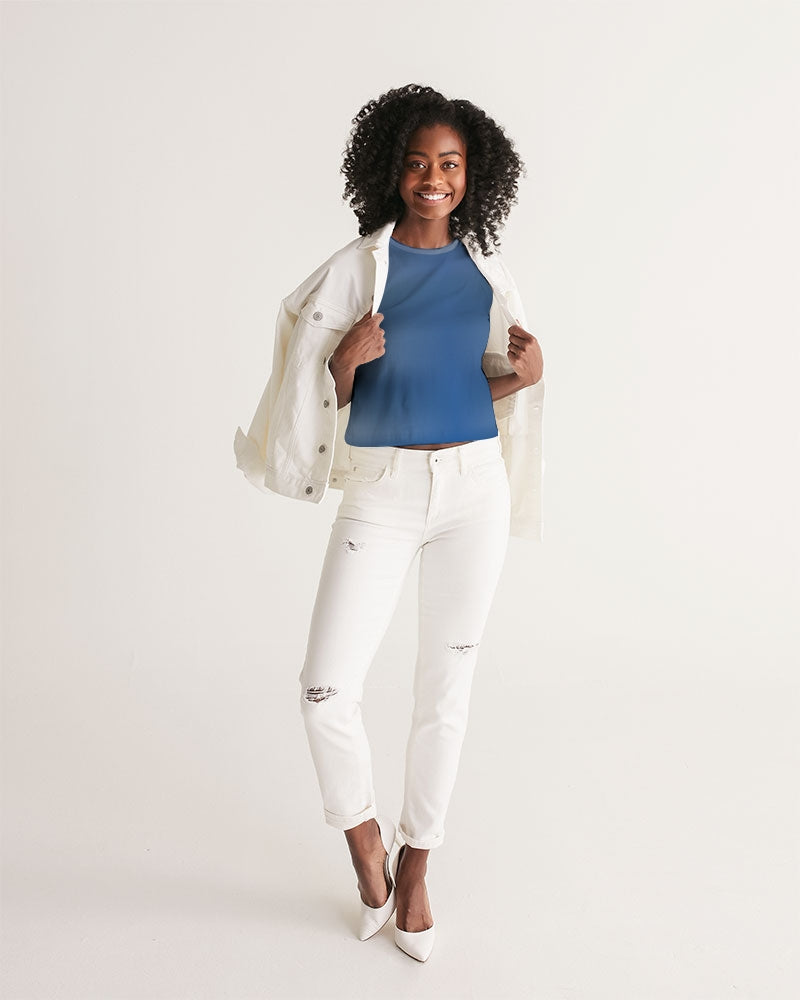 Shaded Blue Women's Cropped Tank-cloth