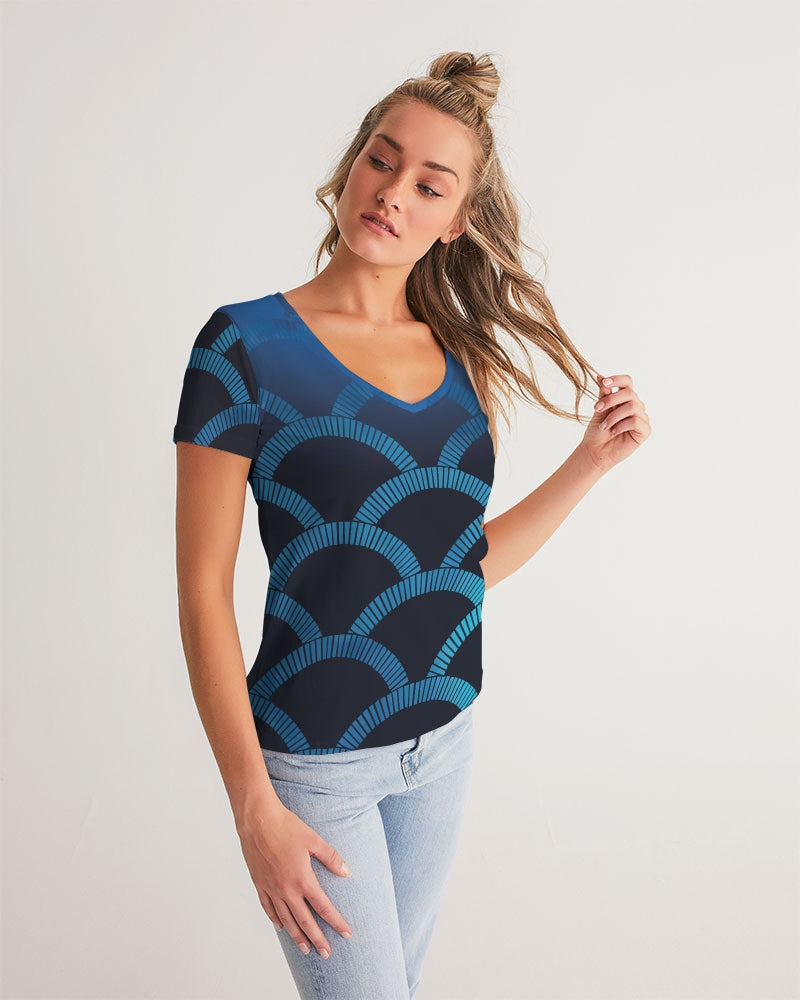 Blue Blues Women's V Neck Shirt-cloth-Digital Rawness
