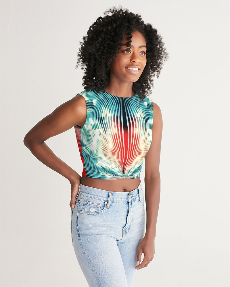 Blue and Red Tie-Dye Swirl Women's Twist-Front Tank-cloth-Digital Rawness