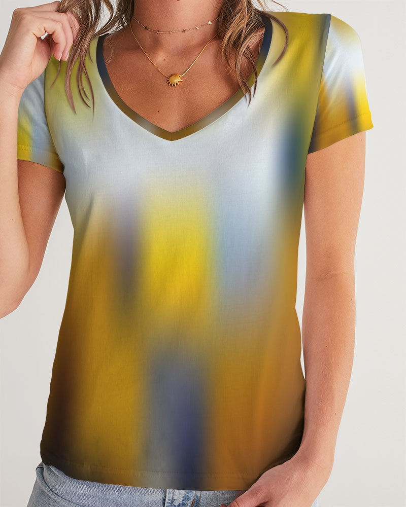 Sun Dust Women's V Neck Shirt-Digital Rawness