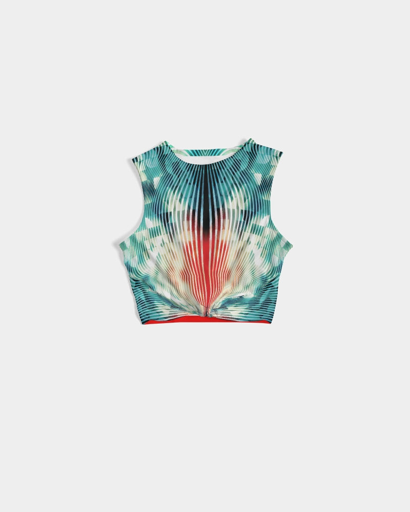 Blue and Red Tie-Dye Swirl Women's Twist-Front Tank-cloth-Digital Rawness