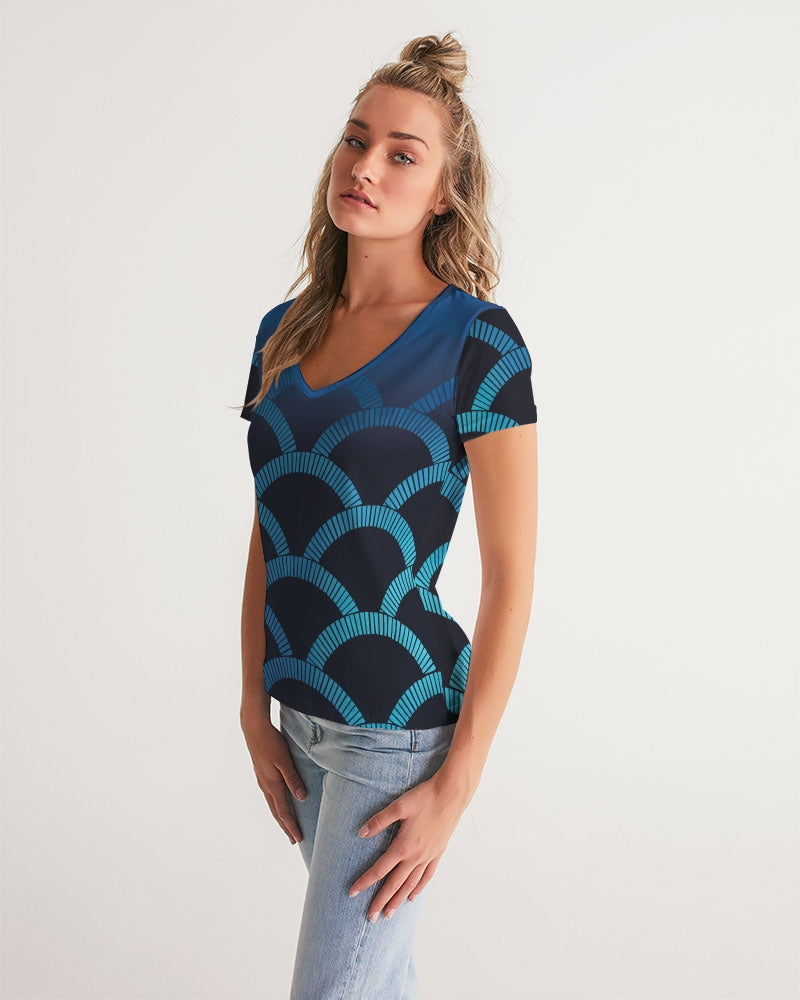Blue Blues Women's V Neck Shirt-cloth-Digital Rawness
