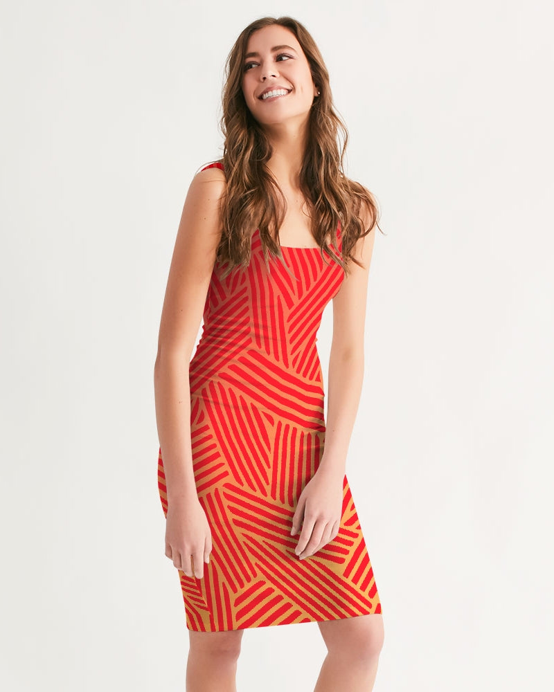 Red Pow Women's Midi Bodycon Dress-cloth-Digital Rawness
