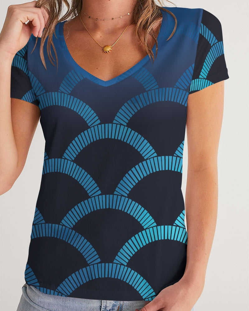 Blue Blues Women's V Neck Shirt-cloth-Digital Rawness