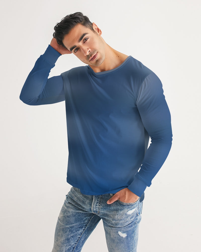 Shaded Blue Men's Long Sleeve Shirt-cloth-Digital Rawness