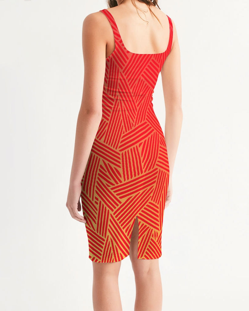 Red Pow Women's Midi Bodycon Dress-cloth-Digital Rawness