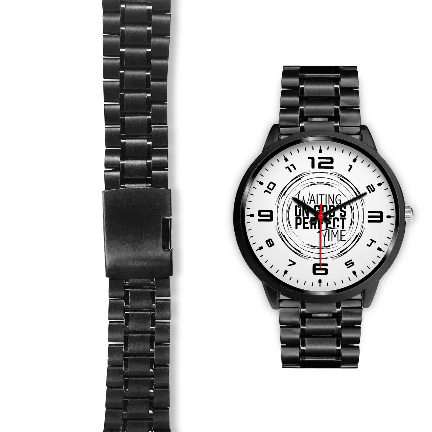Waiting on God's Perfect Time Black Watch Band Options-Black Watch-Digital Rawness