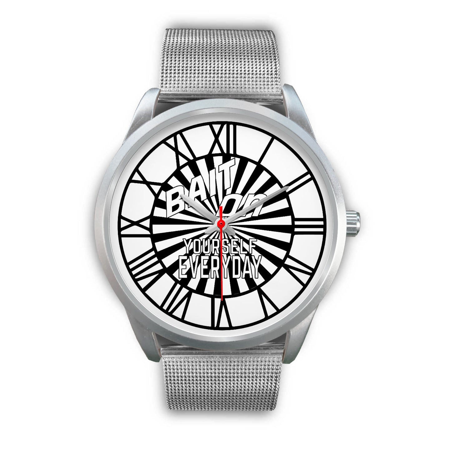 Bait on Yourself Everyday Graphic Unisex Silver Watch with Band Color Options-Silver Watch-Digital Rawness