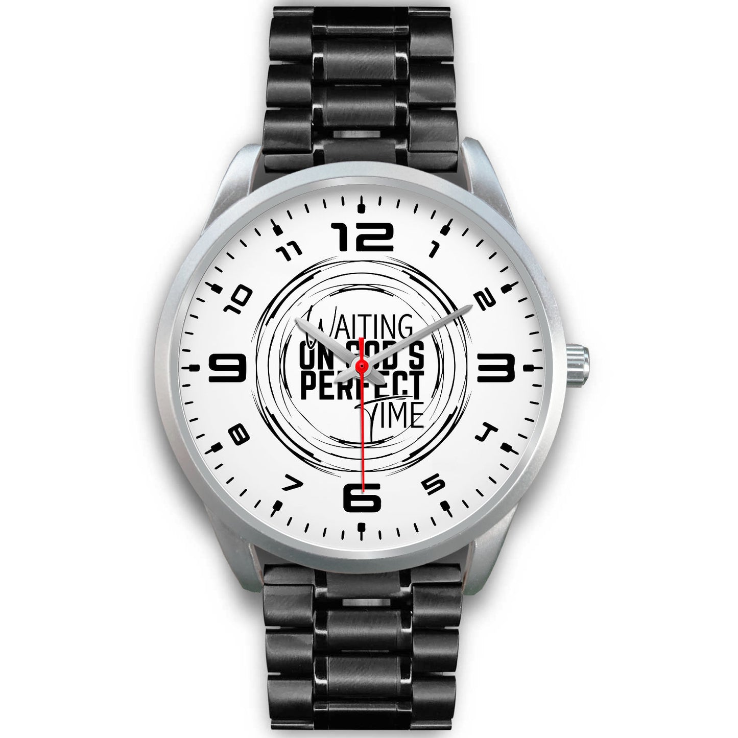 Waiting on God's Perfect Time Silver Watch Band Options-Silver Watch-Digital Rawness