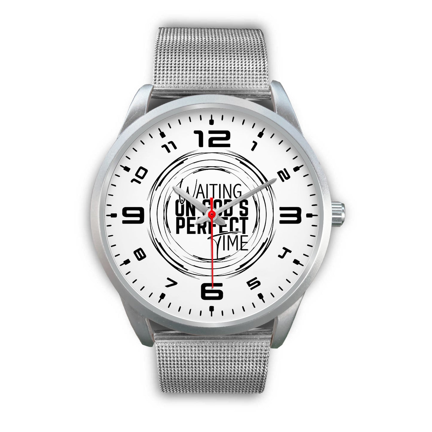 Waiting on God's Perfect Time Silver Watch Band Options-Silver Watch-Digital Rawness
