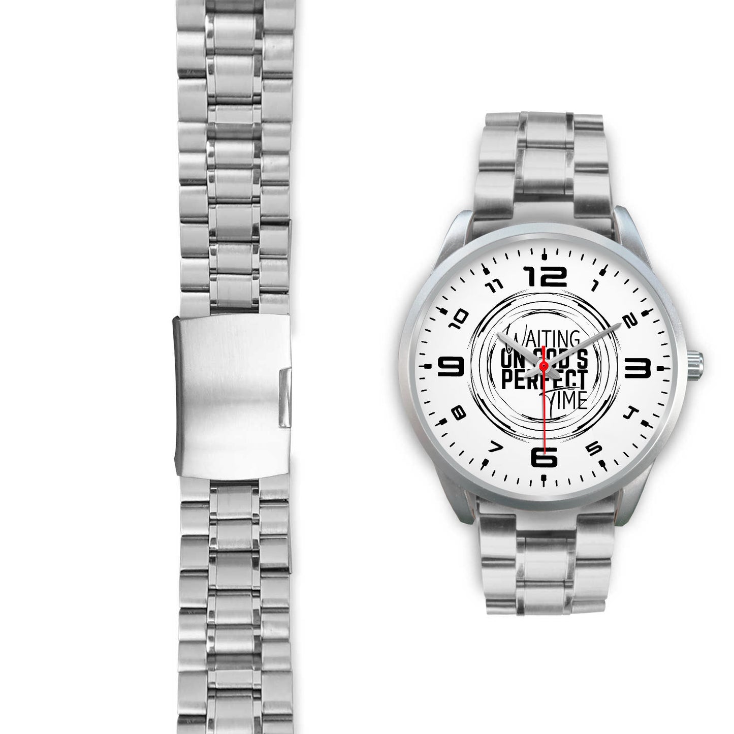 Waiting on God's Perfect Time Silver Watch Band Options-Silver Watch-Digital Rawness
