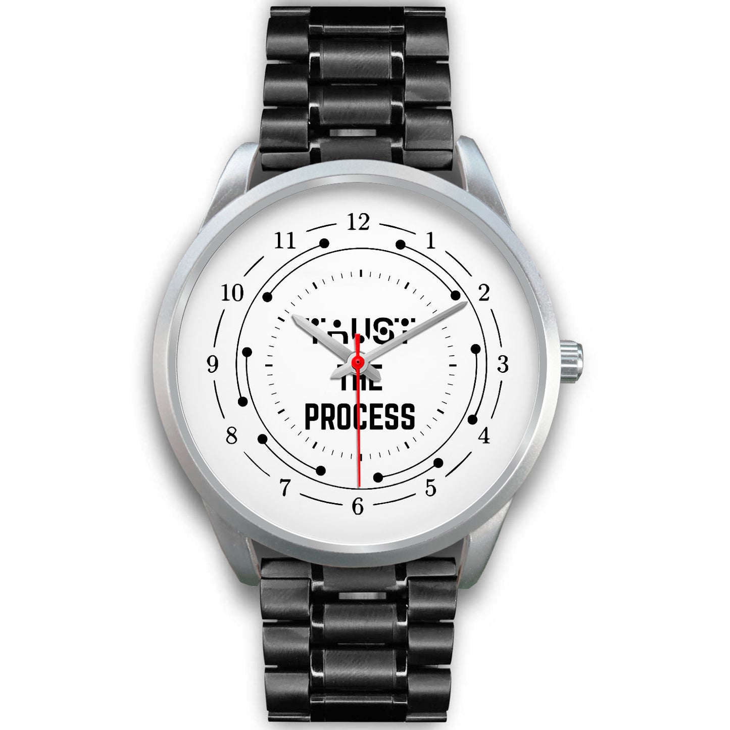 Trust The Process Black Watch Band Options-Silver Watch-Digital Rawness