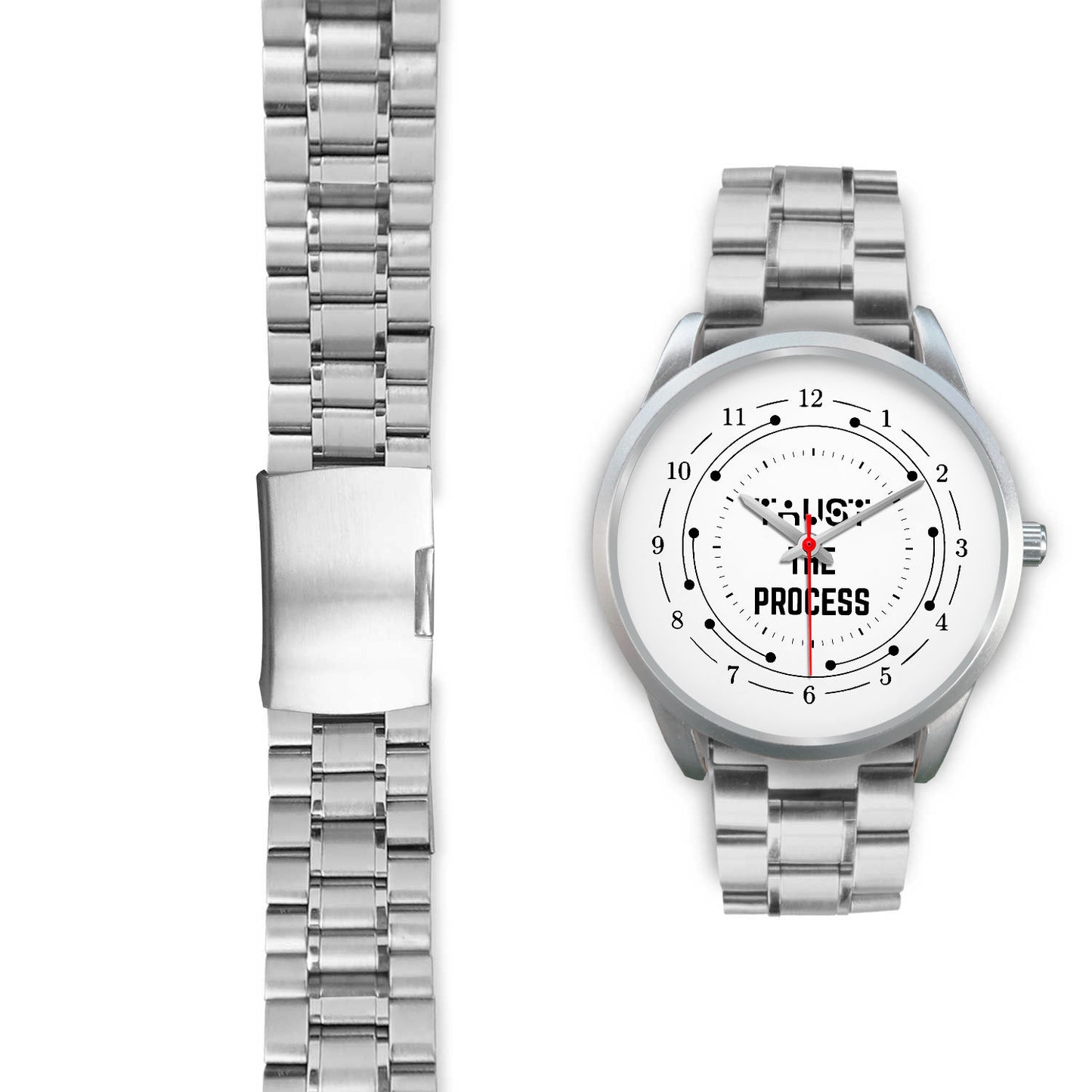 Trust The Process Black Watch Band Options-Silver Watch-Digital Rawness