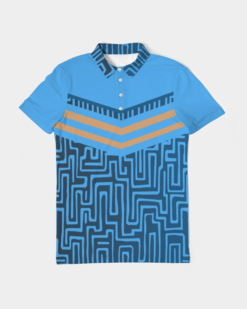 Orange Sticked On Blue Men's Slim Fit Polo-cloth-Digital Rawness