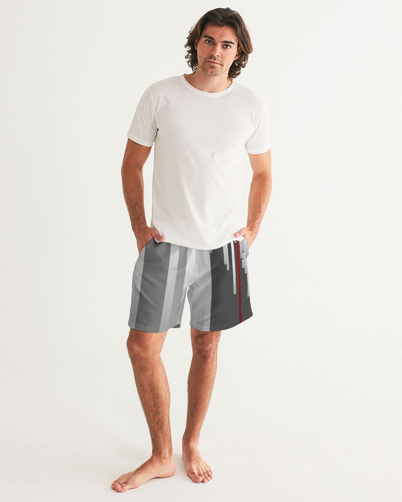 Blur Grey Lines Men's Swim Trunk-cloth-Digital Rawness