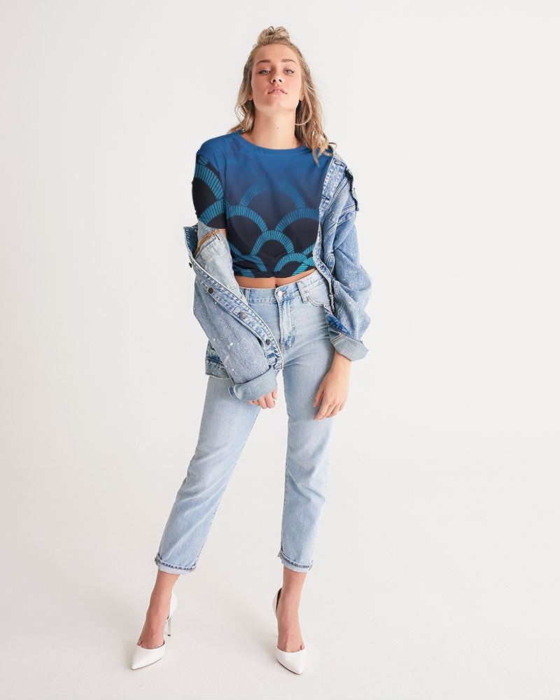 Blue Blues Women's Twist-Front Cropped Tee-cloth-Digital Rawness