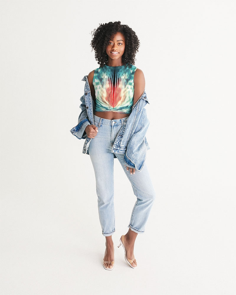 Blue and Red Tie-Dye Swirl Women's Twist-Front Tank-cloth-Digital Rawness