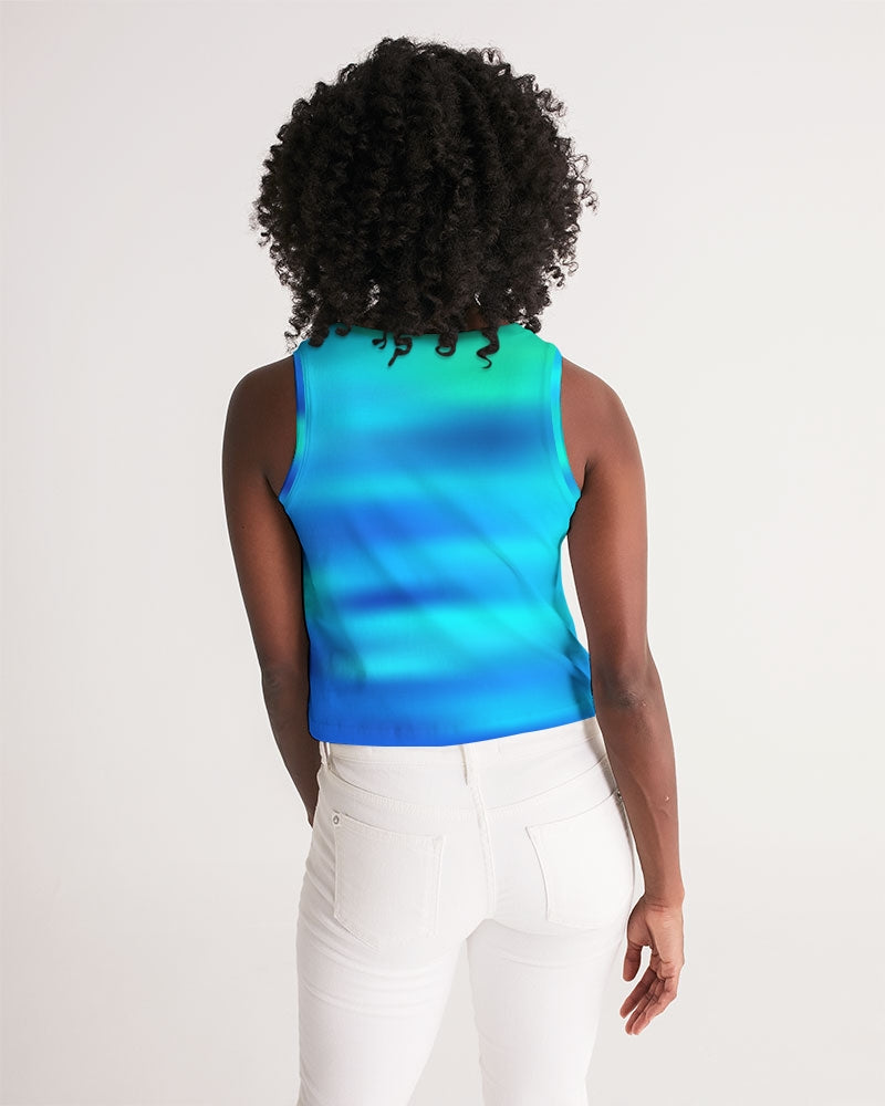 Ocean Shore Blues Women's Cropped Tank-cloth-Digital Rawness