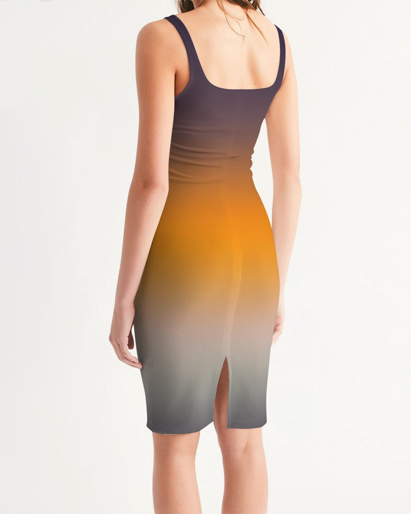 Smokey Orange Women's Midi Bodycon Dress-cloth-Digital Rawness