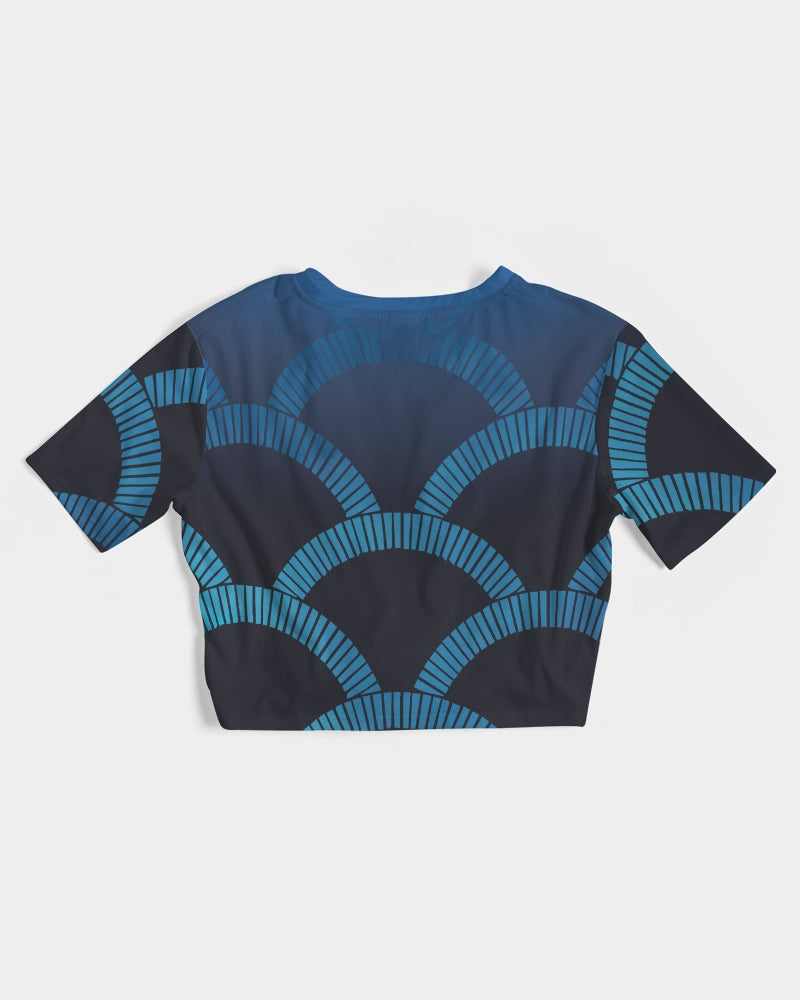 Blue Blues Women's Twist-Front Cropped Tee-cloth-Digital Rawness