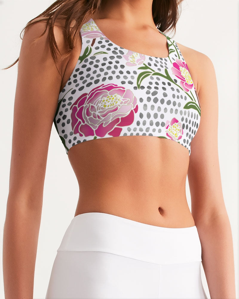 Flower & Dots Women's Seamless Sports Bra-cloth-Digital Rawness