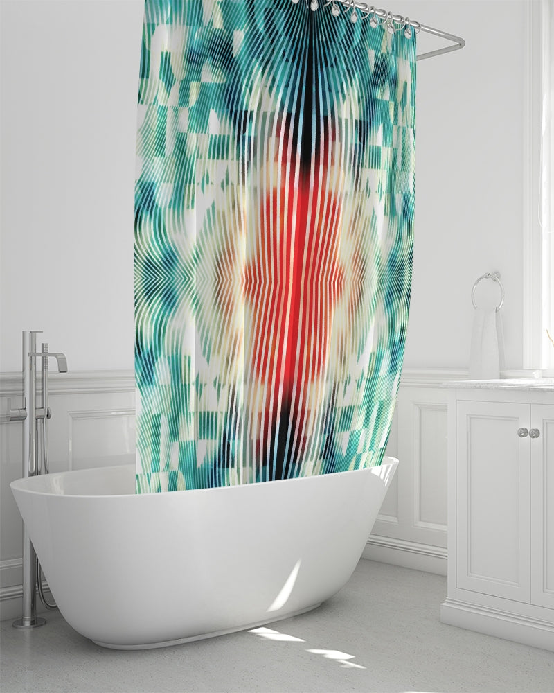 Blue & Red Tie-Dye Swirl Shower Curtain 72"x72"-home goods-Digital Rawness
