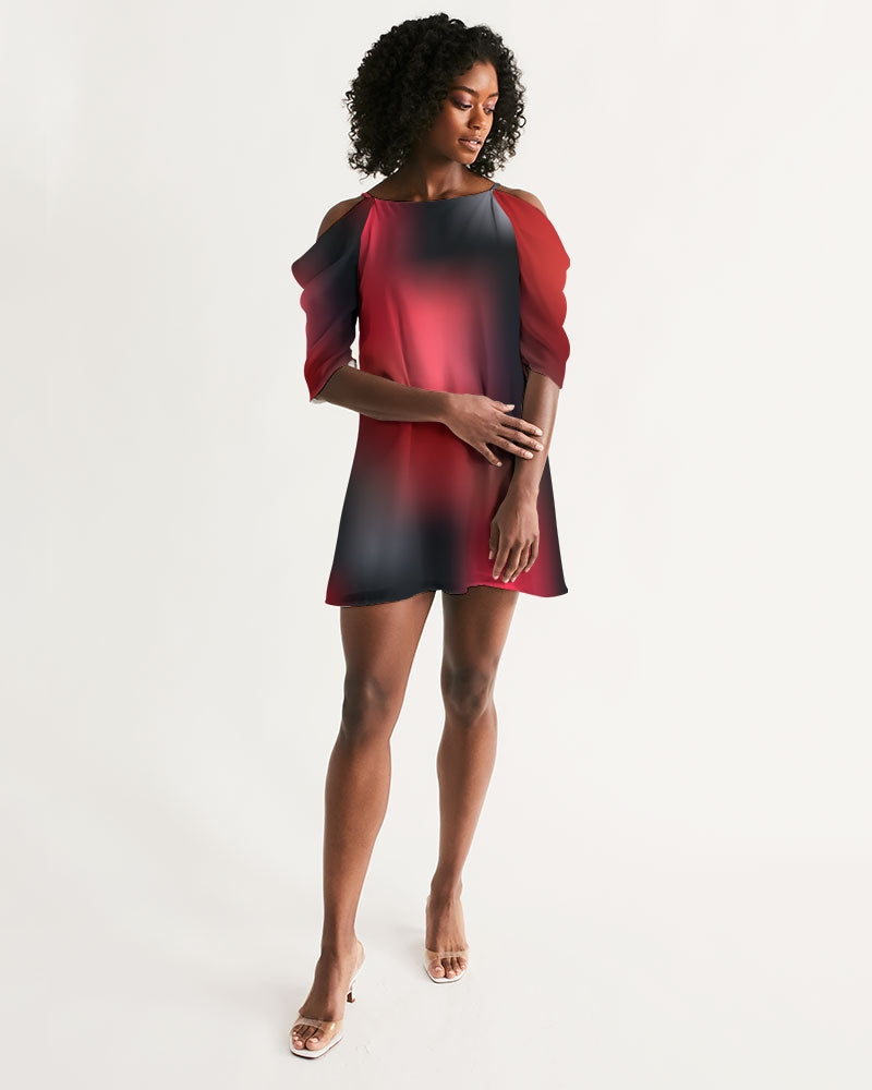 Cherry Bomb Women's Open Shoulder A-Line Dress-cloth-Digital Rawness