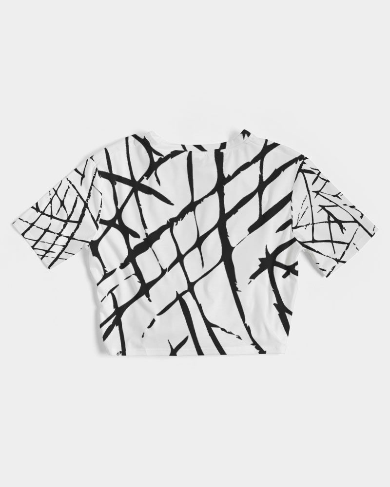 Lines and Pops Women's Twist-Front Cropped Tee-cloth-Digital Rawness