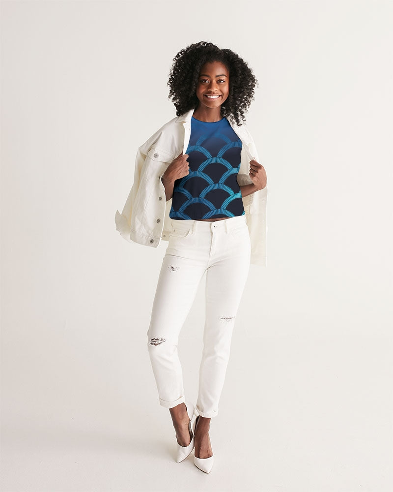 Blue Blues Women's Cropped Tank-cloth-Digital Rawness