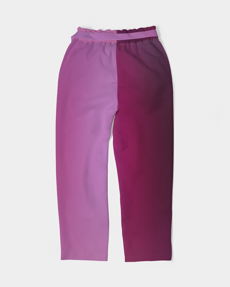Plum Fade Women's Belted Tapered Pants-cloth-Digital Rawness