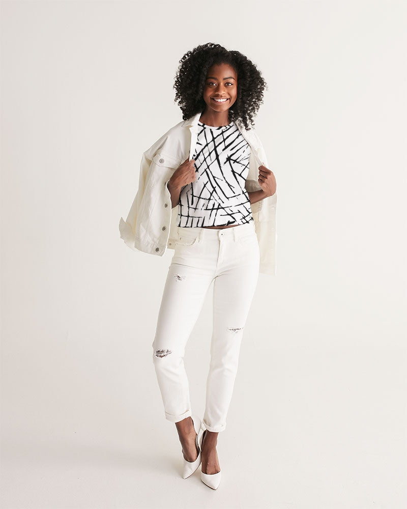 Lines and Pops Women's Cropped Tank-cloth-Digital Rawness