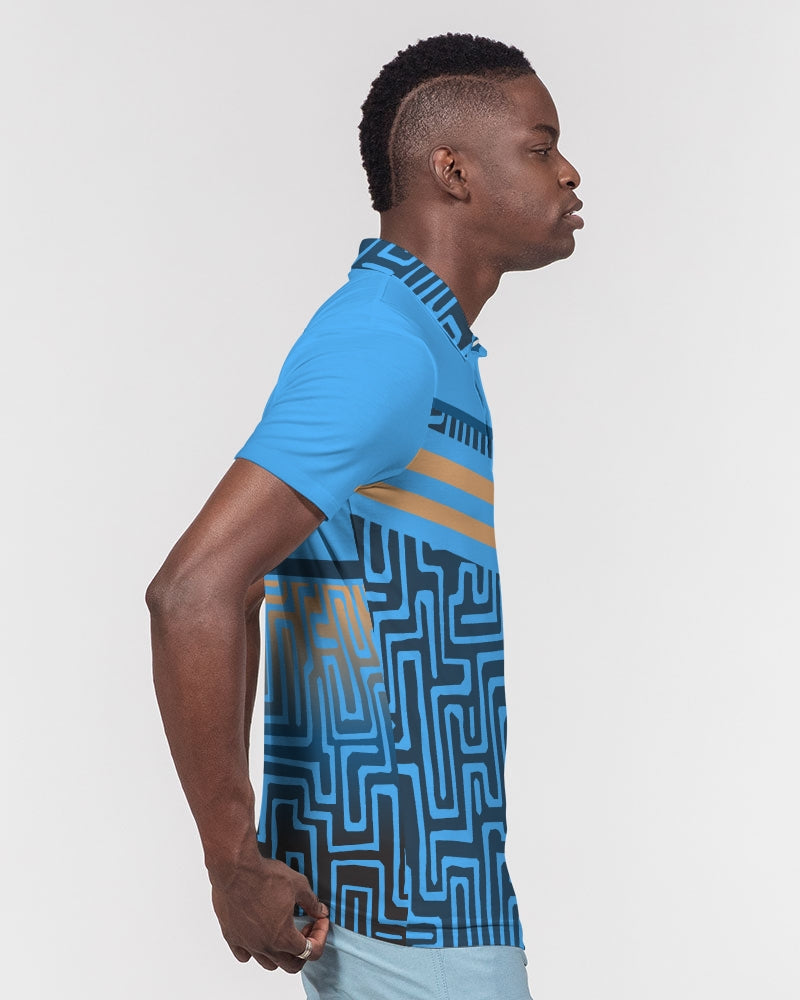 Orange Sticked On Blue Men's Slim Fit Polo-cloth-Digital Rawness