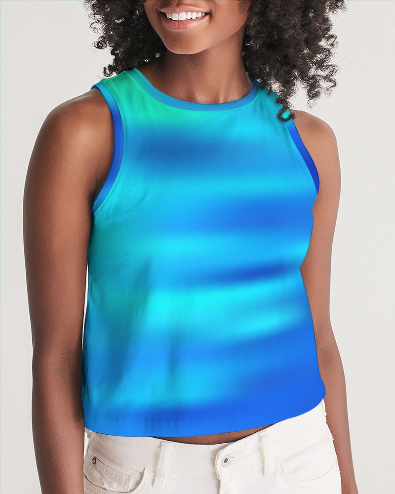 Ocean Shore Blues Women's Cropped Tank-cloth-Digital Rawness