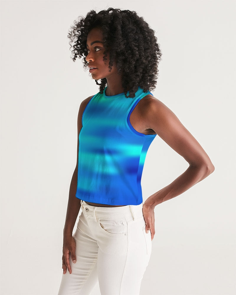 Ocean Shore Blues Women's Cropped Tank-cloth-Digital Rawness