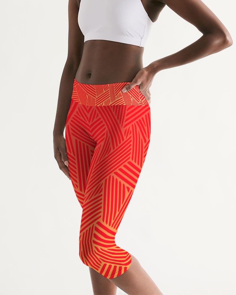 Red Pow Women's Mid-Rise Capri Leggings-cloth-Digital Rawness