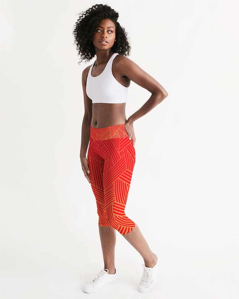 Red Pow Women's Mid-Rise Capri Leggings-cloth-Digital Rawness