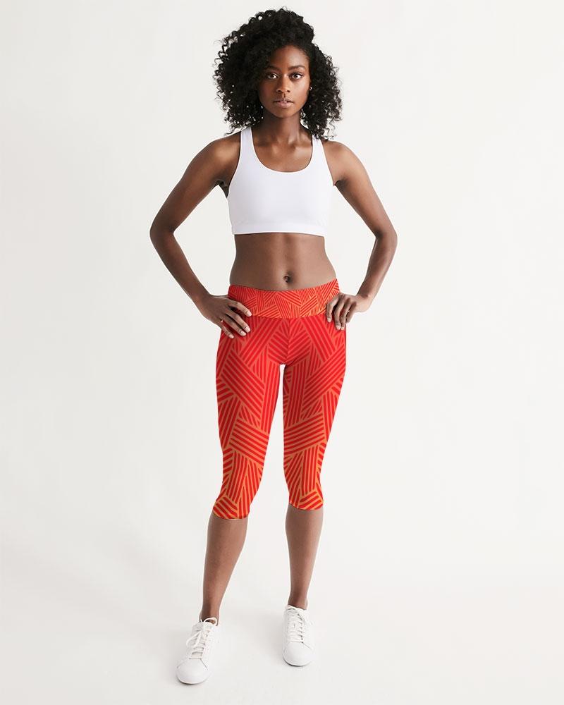 Red Pow Women's Mid-Rise Capri Leggings-cloth-Digital Rawness