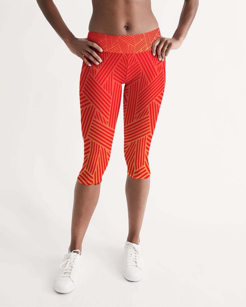 Red Pow Women's Mid-Rise Capri Leggings-cloth-Digital Rawness