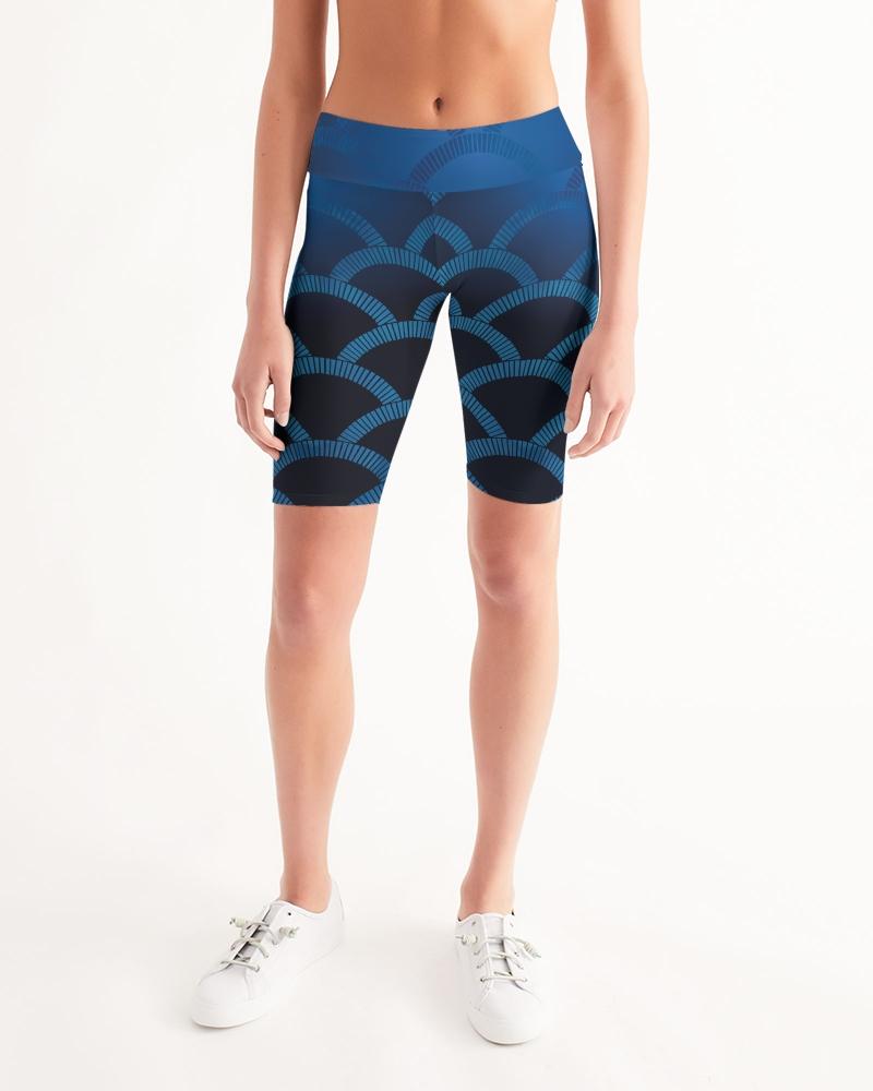 Blue Blues Printed Women's Biker Short Leggings-cloth-Digital Rawness