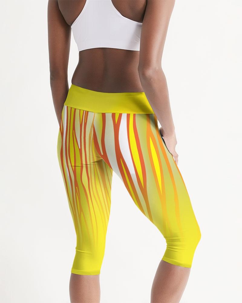 Yellow Rage Women's Capri Leggings – High-Waisted Activewear by Digital Rawness