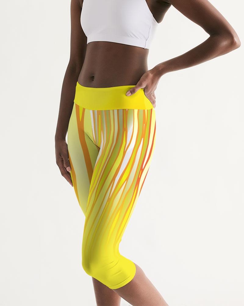 Yellow Rage Women's Capri Leggings – Comfortable and Breathable Activewear by Digital Rawness