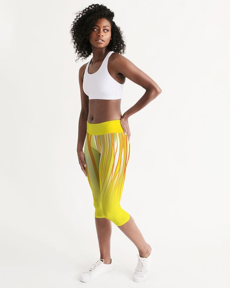 Yellow Rage Women's Capri Leggings – High-Waisted Activewear Fabric by Digital Rawness