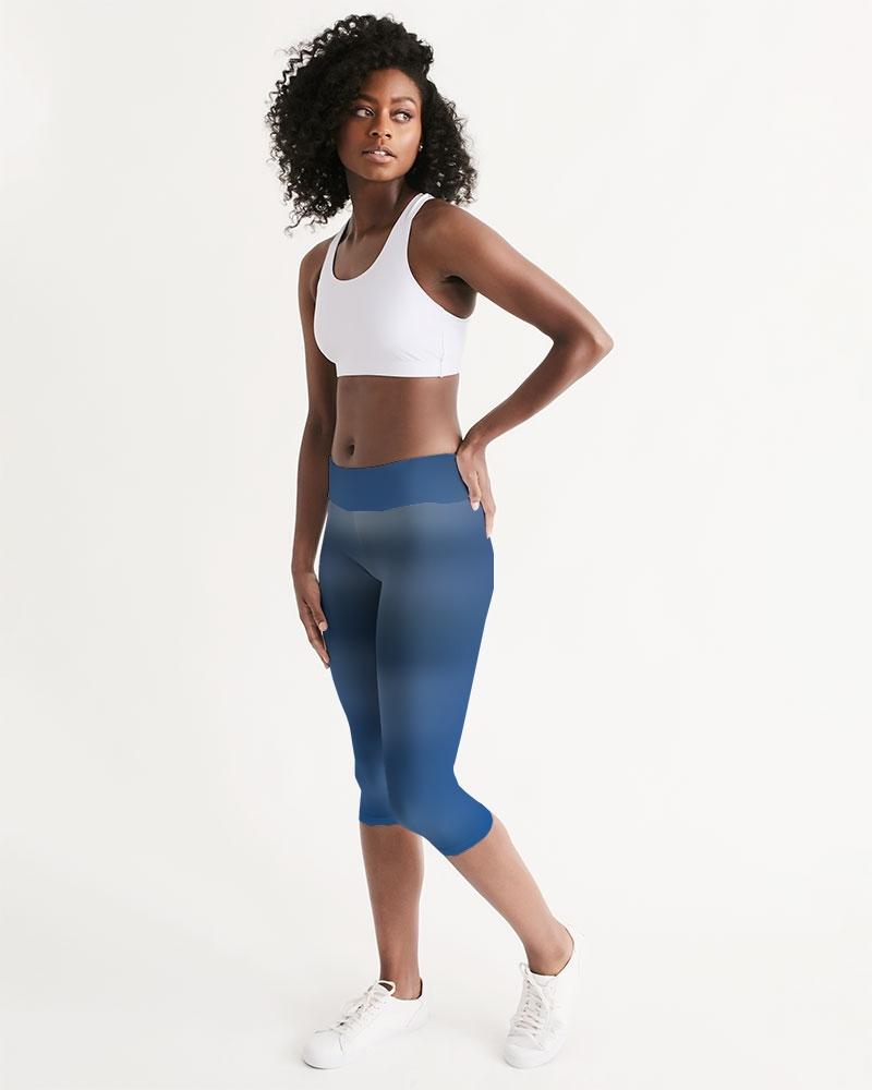Shaded Blue Women's Fitness Capri Leggings-cloth-Digital Rawness