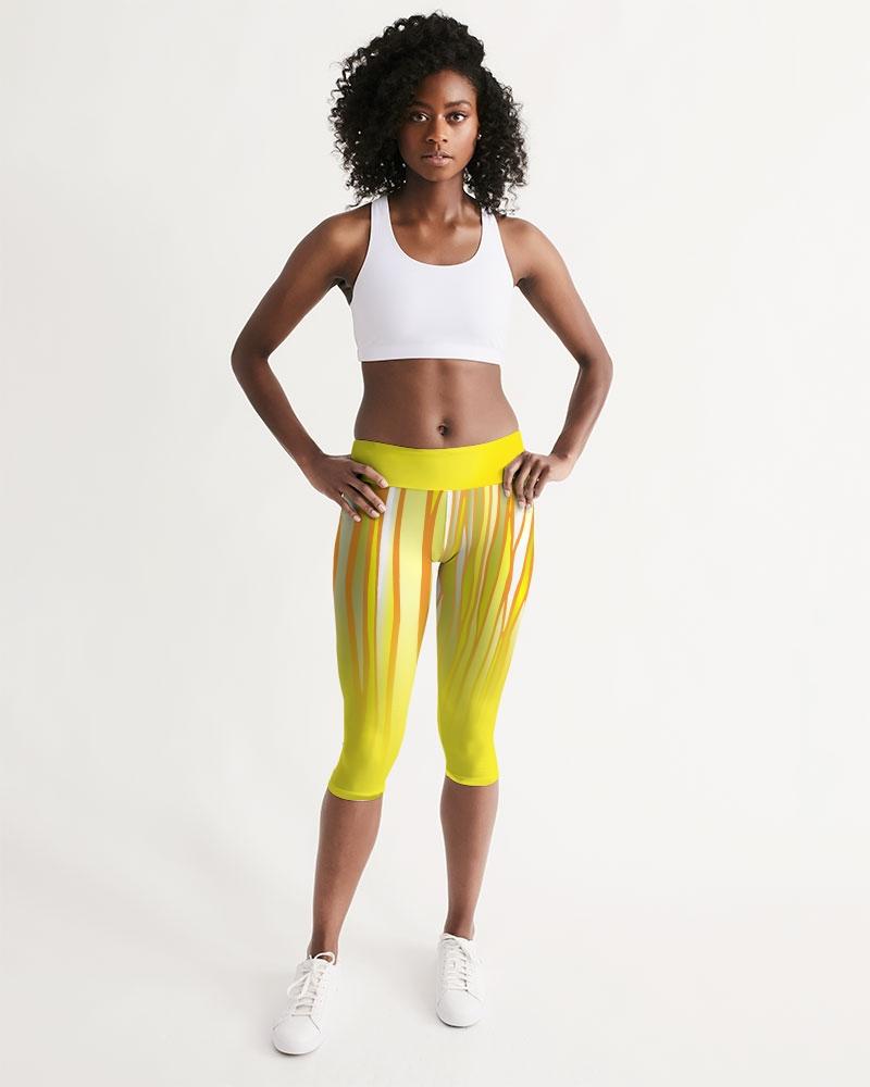Yellow Rage Women's Capri Leggings – Breathable Fabric by Digital Rawness