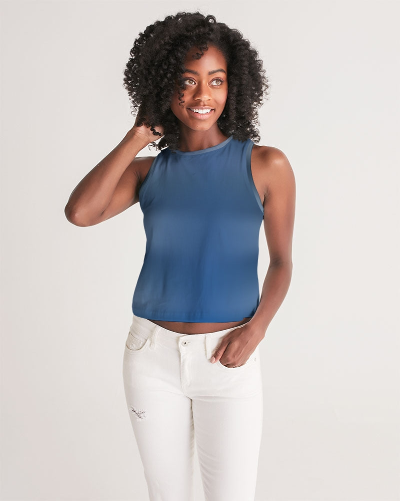 Blue Women's Cropped Tank-cloth-Digital Rawness
