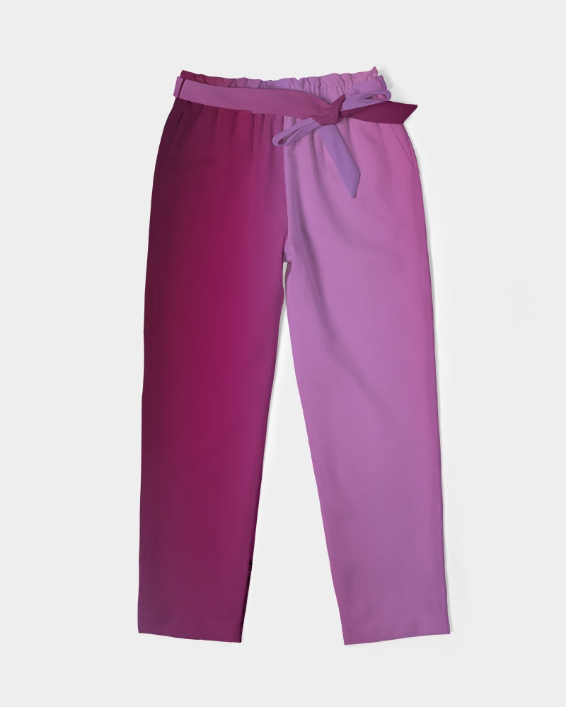 Plum Fade Women's Belted Tapered Pants-cloth-Digital Rawness
